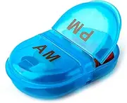 DEKE pill box organizer pocket small case holder,daily AM&PM containers. Medicine holder, ideal for medication, vitamin, supplement, perfect for travel, 2 times a day,round pillbox minder.Cute for Bag