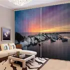Sunset Rocks By Cute Sea 3D Blockout Photo Print Curtain Fabric Curtains Window