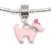 Pink Dog Dangle Bead European Bead Compatible for Most European Snake Chain Char