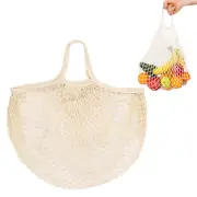 1-Pack Reusable Washable Mesh Net String Grocery Bags [Cream,Short Handle]