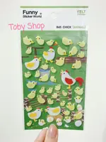 【TOBY SHOP✨】韓國 FUNNY 毛氈 貼紙 立體貼紙 青蛙 小雞 熱帶魚 雲朵