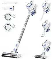 YEBABFIT Cordless Vacuum Cleaner, 180W Stick Vacuum with 45 Mins Runtime, 2 Suction Modes, Anti-Tangle Brush Head, Lightweight Vacuum Cleaner for Home
