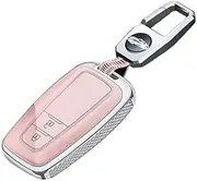 ontto PC Car Key fob Cover Fit for Toyota 2020-2022 Highlander Corolla Prius 2018-2024 RAV4 Camry C-HR Avalon GT86 keyring remote Key shell case bag keychain auto styling accessories 2 buttons Pink