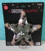 Christmas Shoppe Tree Star Topper Checkered Twine Rustic Design-S2