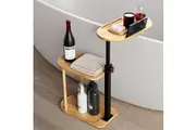 ACA 3 Layer Bathroom Bathtub caddy Tray Freestanding Height Adjustable Table C-shaped Storage Rack