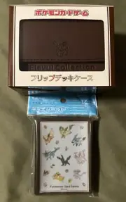 Pokemon Center Japan Eevee Collection-Leather Deck Case & 64 Sleeves Set!