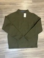 PETER MILLAR Mens XL Crown Quarter Zip Fleece Sweater Forrest Green NWT