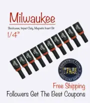 10 Pack Milwaukee SHOCKWAVE Impact Duty Insert Magnetic Nut Driver 1/4"