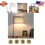 Tall Industrial Desk Lamp with Stepless Dimmer & 2 USB Ports - Cozy Lighting