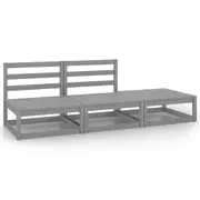 3 Piece Garden Lounge Set Grey Solid Pinewood vidaXL