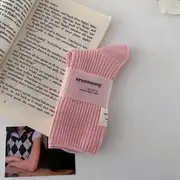 Applique Cotton Socks Pink - One Size