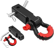 Shackle Hitch Receiver, 2 inch 42000 Lbs Maximum Break Strength, Solid with 3/4'' D Ring, Heavy Duty Towing Hitch Receivers, Never Rust, Best Towing Accessories for Vehicle Recovery Off-Road
