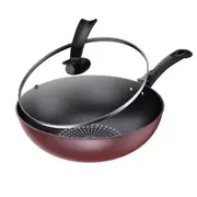 Pan Frying Pan, Non Stick Pan, Household Oil Fume Free Flat Bottomed Pan (32Cm, Covered)