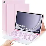 [IXTRA] Keyboard Case with Touchpad for Samsung Galaxy Tab A9 Plus 11 Inch 2023 SM-X210/X216/X218 Slim PU Leather Keyboard Case with Magnetic Detachable Keyboard 7 Color Backlit S Pen Holder, Pink