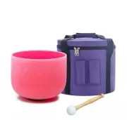 F Note Heart Chakra 8 inch Pink Colored Quartz Crystal Singing Bowl with Case