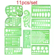 11pc Drawings Templates Plastic Draft Rulers Measuring Geometric Rulers Studying