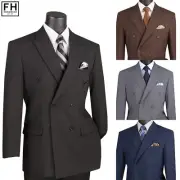 LUCCI Men's Double Breasted Classic Fit Poplin Polyester Suit NEW