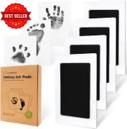 4-Pack Inkless Hand & Footprint Kit Jet Black Baby Pet Paw Print Clean Touch Set