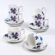 12 pcs Fine Porcelain Cups & Saucers set, 7oz/220ml Tea set, Floral Expresso Set