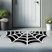 Spider Web Entrance Door Mat Fun Halloween Doormat Outdoor Anti Skid PVC Coil Door Mats for Home Washable Entryway Doormat