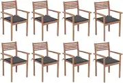 Stackable Garden Chairs with Cushions 8 pcs Solid Teak Wood,Outdoor Chairs 56KG-3072600
