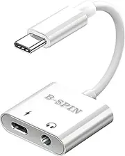 USB C to 3.5mm Headphone and Charger Adapter, 2-in-1 Aux Audio Splitter Jack with PD Fast Charging [Compatible for Android and Apple with Type C Interface Devices]