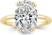 [PAFIDDY] 5CT Stunning Oval Cut Engagement Ring for Women,Simulated Diamond Ring,18K Yellow Gold Plated 925 Sterling Silver Promise Ring