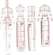 F Fityle 4PCS Fashion Illustration Templates Rulers, Fashion Sketching Ruler Sewing Humanoid Patterns Design, Clothing Measuring Rulers Paper Draft Drawings - B