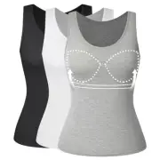 Women's Camisole with Built in Moulded Bra Sleeveless Seamless Cami Tank Tops