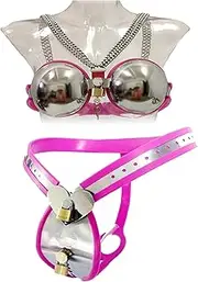 HCUDFN SM Invisible Chastity Belt Stainless Steel Pant With PU Leather Bra Invisible Device SM Game Sex Toys for Women Couples(Waist 70~76cm)