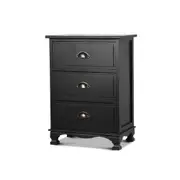 Premium 3-drawer Bedside Storage Cabinet (Black)