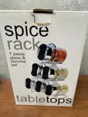 Stainless 6-Glass Jars: Countertop Spice Rack, Free Shipping