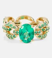 [Nadine Aysoy] Nadine Aysoy Catena Petite 18kt gold ring with emeralds K green