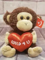 Aurora World Val Sayings Wild for You Monkey 11" Plush with Heart Stuffed Animal