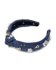 Lele Sadoughi Slim Knotted Oasis Embellished Raffia Headband