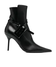 Off-White Logo Tag Pointed Toe Boots 40 Black