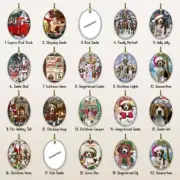 Beagle Dog Oval Glass Christmas Hanging Ornaments for X-mas Tree Decorations