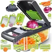 Veggie Chopper with Container,Onion Chopper, Mandolin Slicer Cutter Dicer with Egg Separator and Hand Guard Vegetable Cutter Kitchen Tools & Gadgets