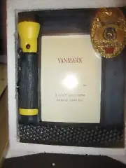 Blue Hats Of Bravery Police BADGE FLASHLIGHT Photo Picture Frame by Vanmark NIB