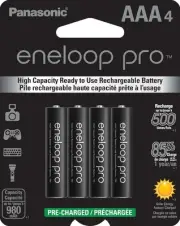 Panasonic BK-4HCCA4BA eneloop Pro AAA High Capacity Ni-MH Pre-Charged Rechargeab