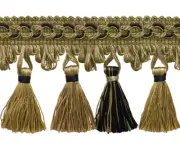 Taupe Black 2.75" Tassel Fringe Trim Midnight Meadow [By The Yard]