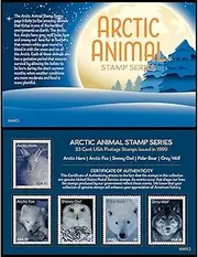 Artic Animal United States Postage Stamp Series, 5 Mint State 33 Cent Stamps, Portfolio
