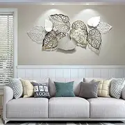 Metal Leaf Wall Decor 3D Minimalist Plant Metal Wall Art Decorations Hanging for Home Indoor Bedroom Living Room Wall Sculptures 56 X 24 Inch,A Leaves