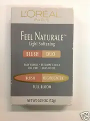 L'OREAL FEEL NATURALE LIGHT SOFTENING POWDER BLUSH DUO ( Full Bloom ) NEW.
