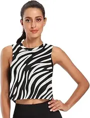 [Joisal] Zebra Fur Texture Athletic Tank Tops Quick Dry Womens Running Tank Tops