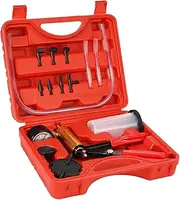 Labymos 17pcs Professional Car Auto Hand Held Vacuum Pressure Pump Brake Bleeder Adaptor Fluid Reservoir Tester Vacuum Bleeding Test Kits Kits 2 in 1 Tool Kit Vacuum Tester