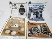 Lot of 4 Vintage Zim's Animal Plush Doll Making Sewing Patterns Craft Leaflets