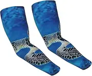 [FHEDVBN] Sea Turtle-Blue Arm Sleeves Compression Arm Covers for Men Women Outdoor Sun Sleeves Cooling Sports Sleeve, Black