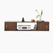 Floating TV Unit Home Wood Floating TV Entertainment Center, Modern TV Wall Mounted Floating TV Stand TV Cabinet with Open Storage Shelf and Sliding Doors Floating TV Console (Color : Walnut, Size