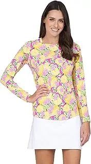 [IBKUL] Athleisure Wear Sun Protective UPF 50+ Icefil Cooling Tech Calista Print Long Sleeve Crew Neck – 12652